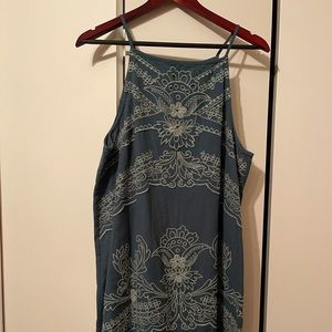 Anthropologie Embroidered Blue Mini Dress Sz 14